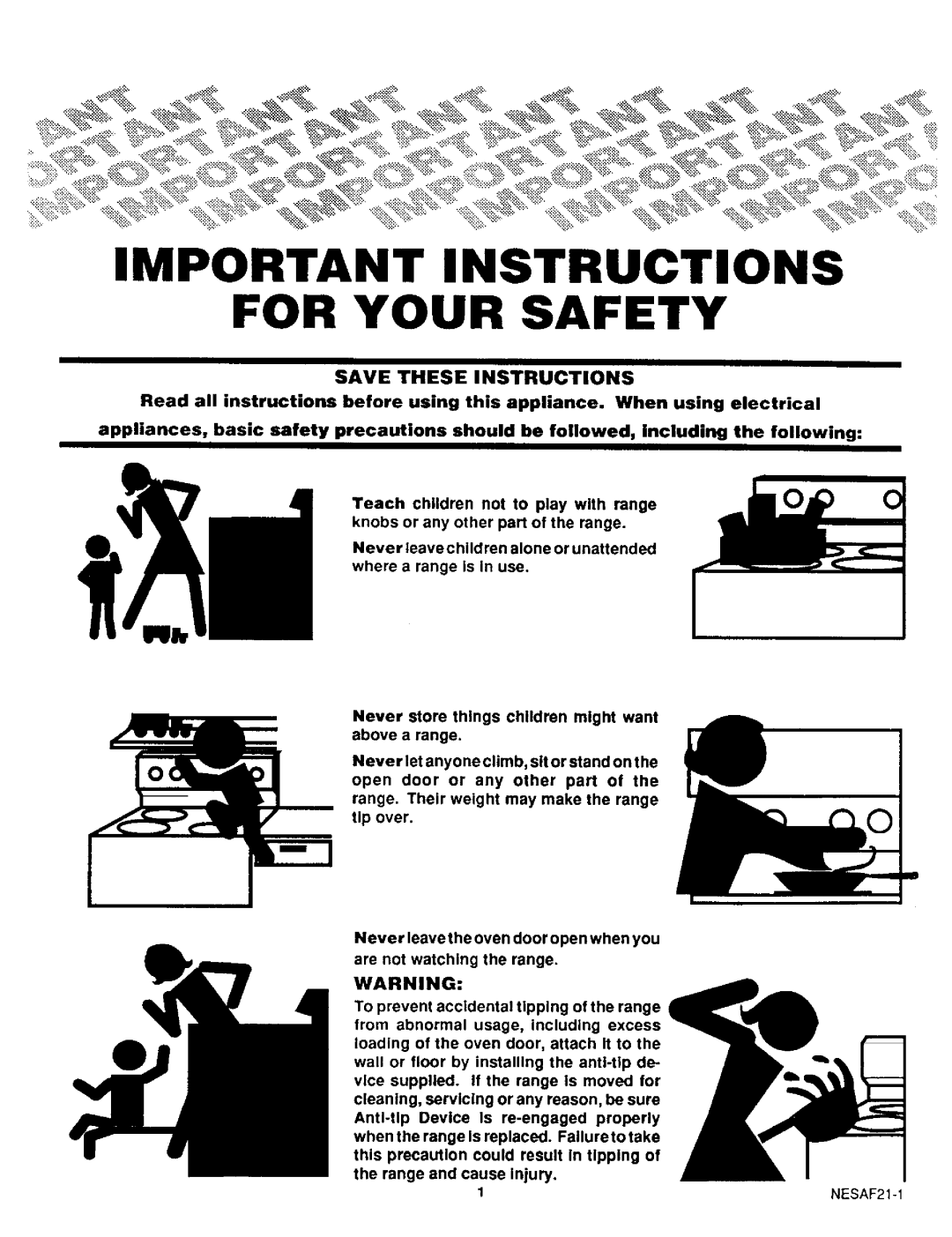 Sears 46521, 46525, 46520 warranty Importantinstructions For Yoursafety 