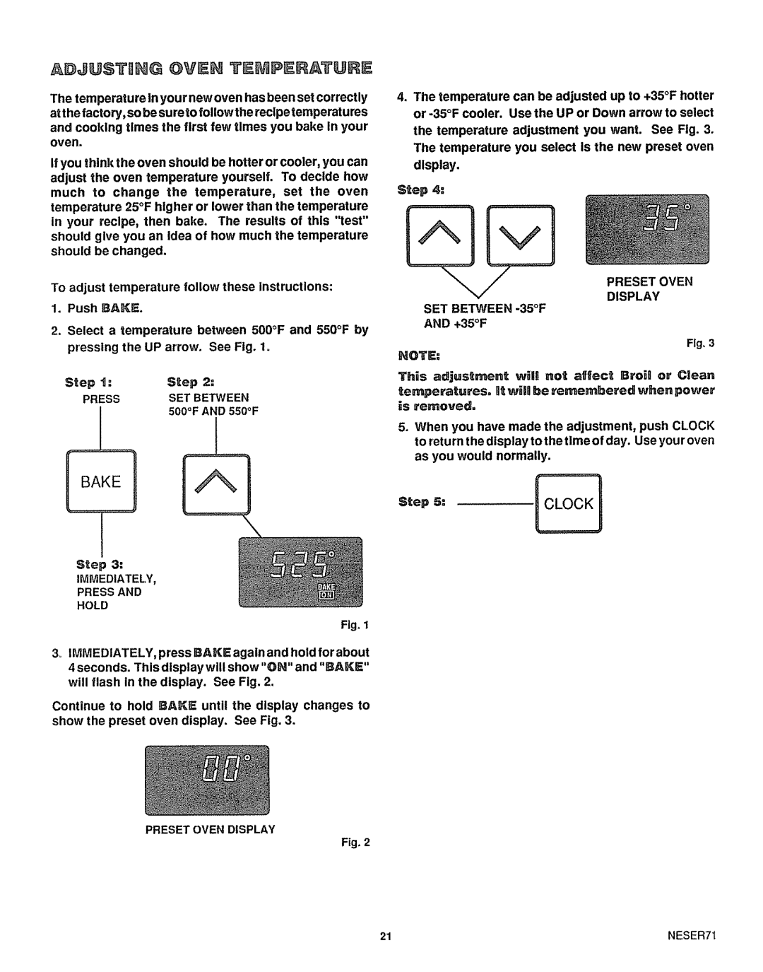 Sears 46729, 46725 manual Press SET Between, Immediately Press Hold, Display Oven Preset SET Between -35F, Nots 