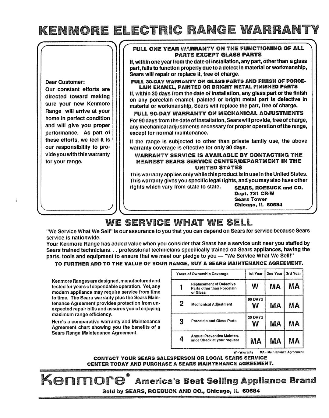 Sears 46729, 46725 manual IViA, Mechanics!Aaluotmo.t W lVtA MA, Parts Except Glass Parts, United States 