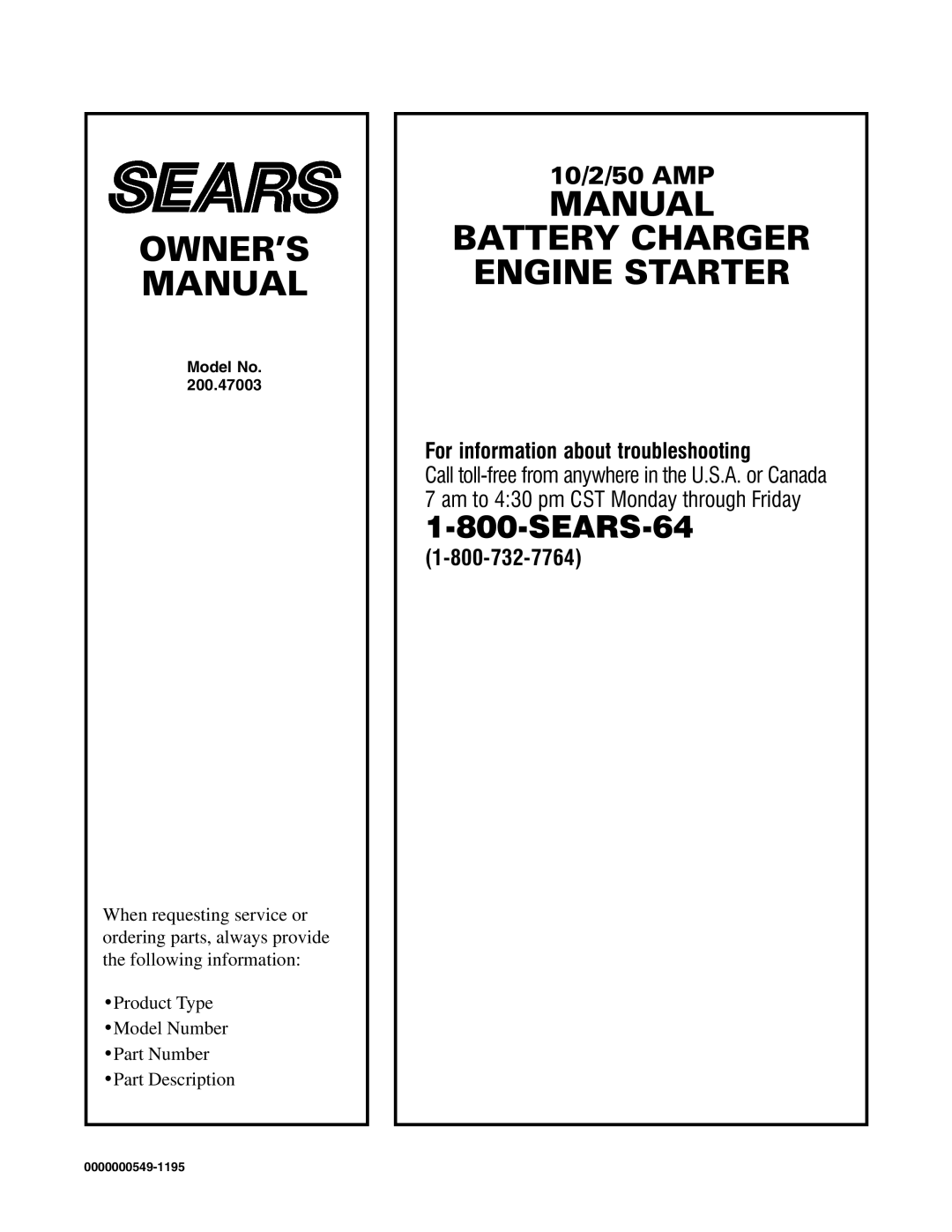 Sears 47003 owner manual SEARS-64 