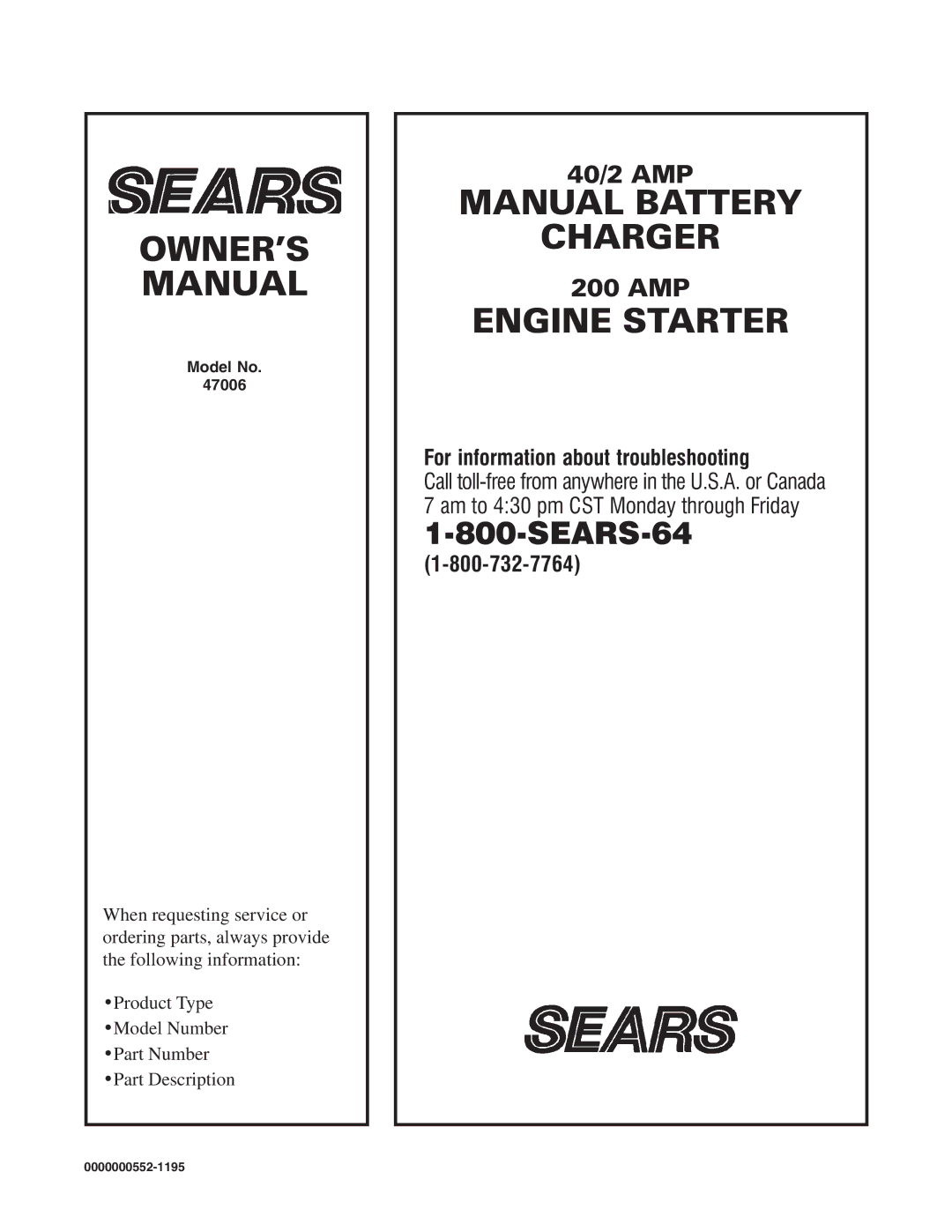 Sears 47006 owner manual SEARS-64 