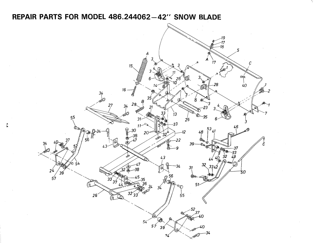 Sears owner manual Repair Parts for Model 486.244062--42 Snow Blade 