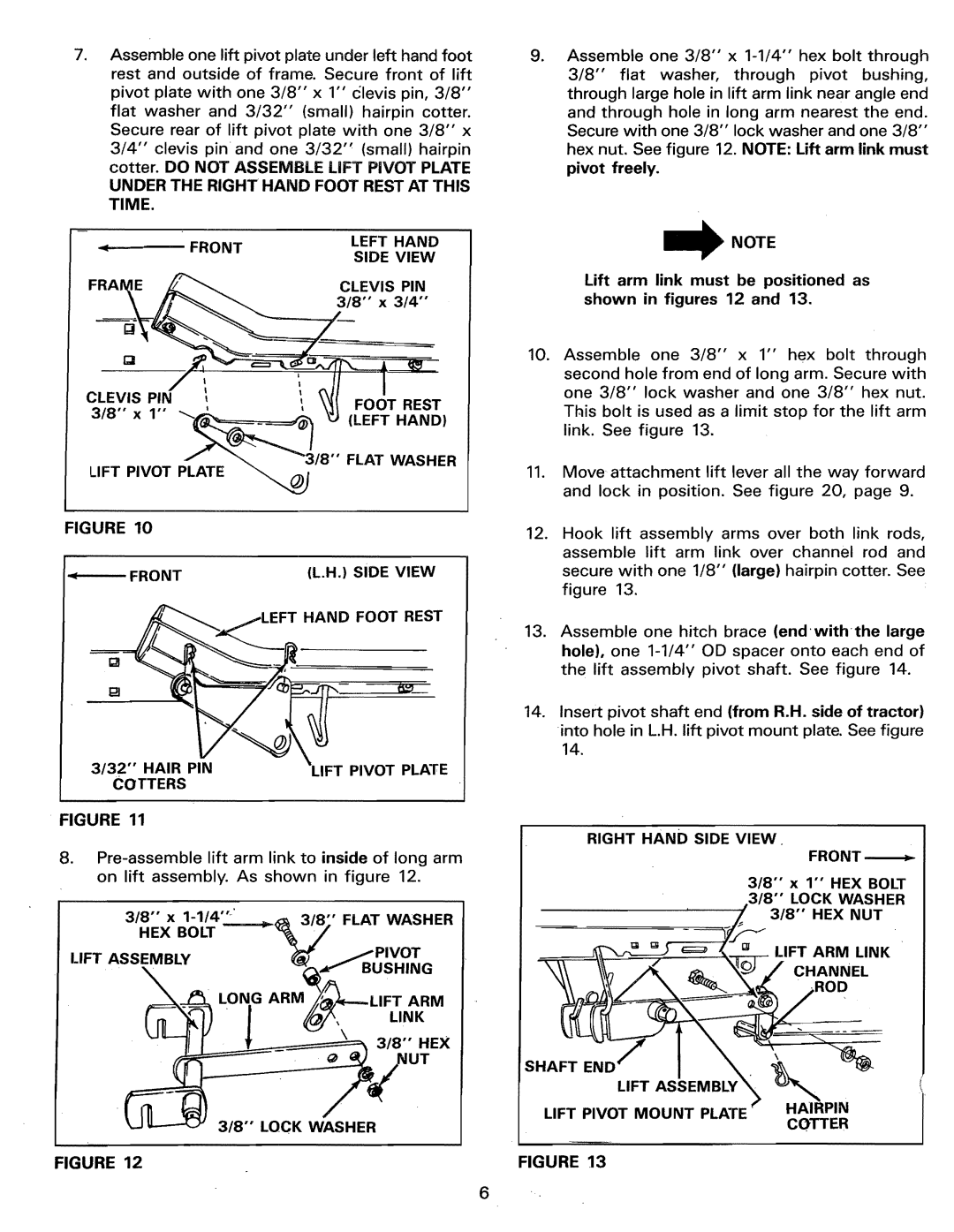 Sears 486.244062 owner manual Fraie Clevis PIN, Hair PIN Lift Pivot Plate Cotters, Link, Right Hand Side View 