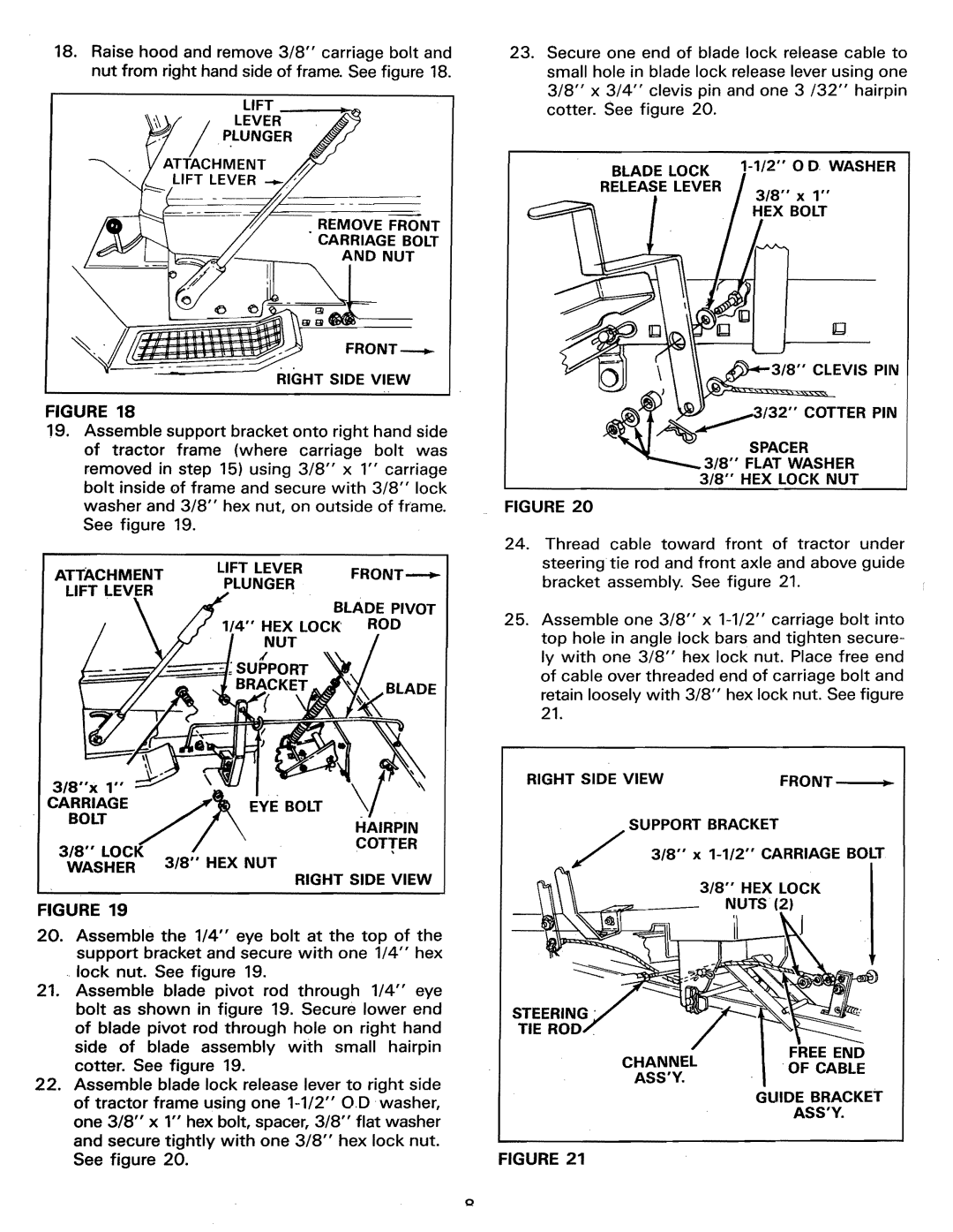 Sears 486.244062 owner manual Remove Front Carriage Bolt NUT Right Side View, Attachmentlift Lever Front, HEX Lock ROD 