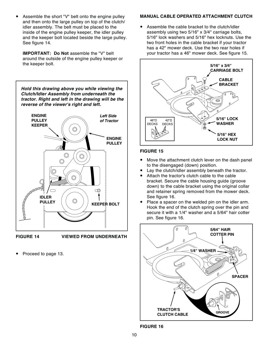 Sears 486.248392 owner manual Viewed From Underneath, Manual Cable Operated Attachment Clutch 