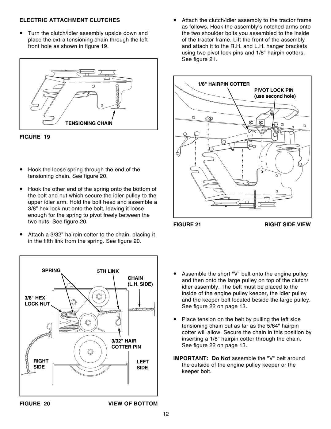 Sears 486.248392 owner manual Electric Attachment Clutches, View Of Bottom, Right Side View 