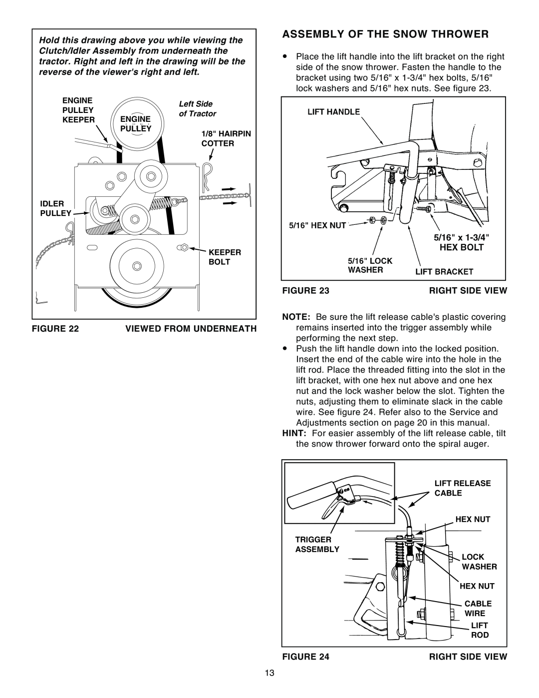 Sears 486.248392 owner manual Assembly Of The Snow Thrower, Engine, Pulley, Viewed From Underneath, Right Side View 