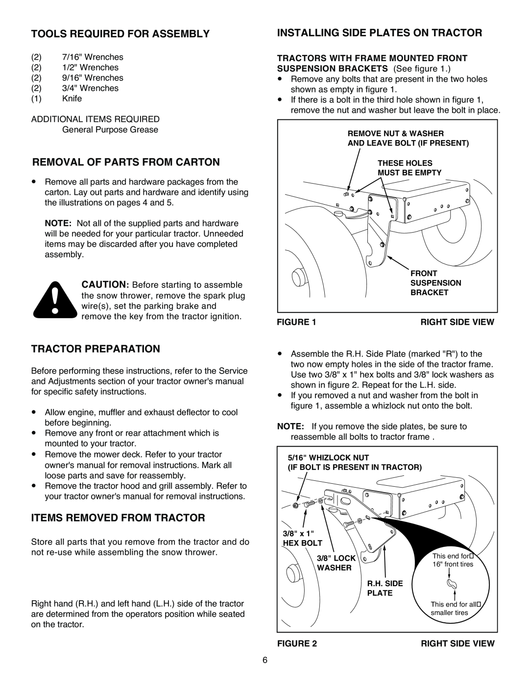 Sears 486.248392 owner manual Tools Required For Assembly, Removal Of Parts From Carton, Tractor Preparation 