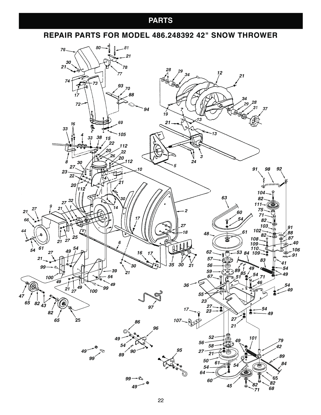 Sears 486.248392 owner manual Parts 