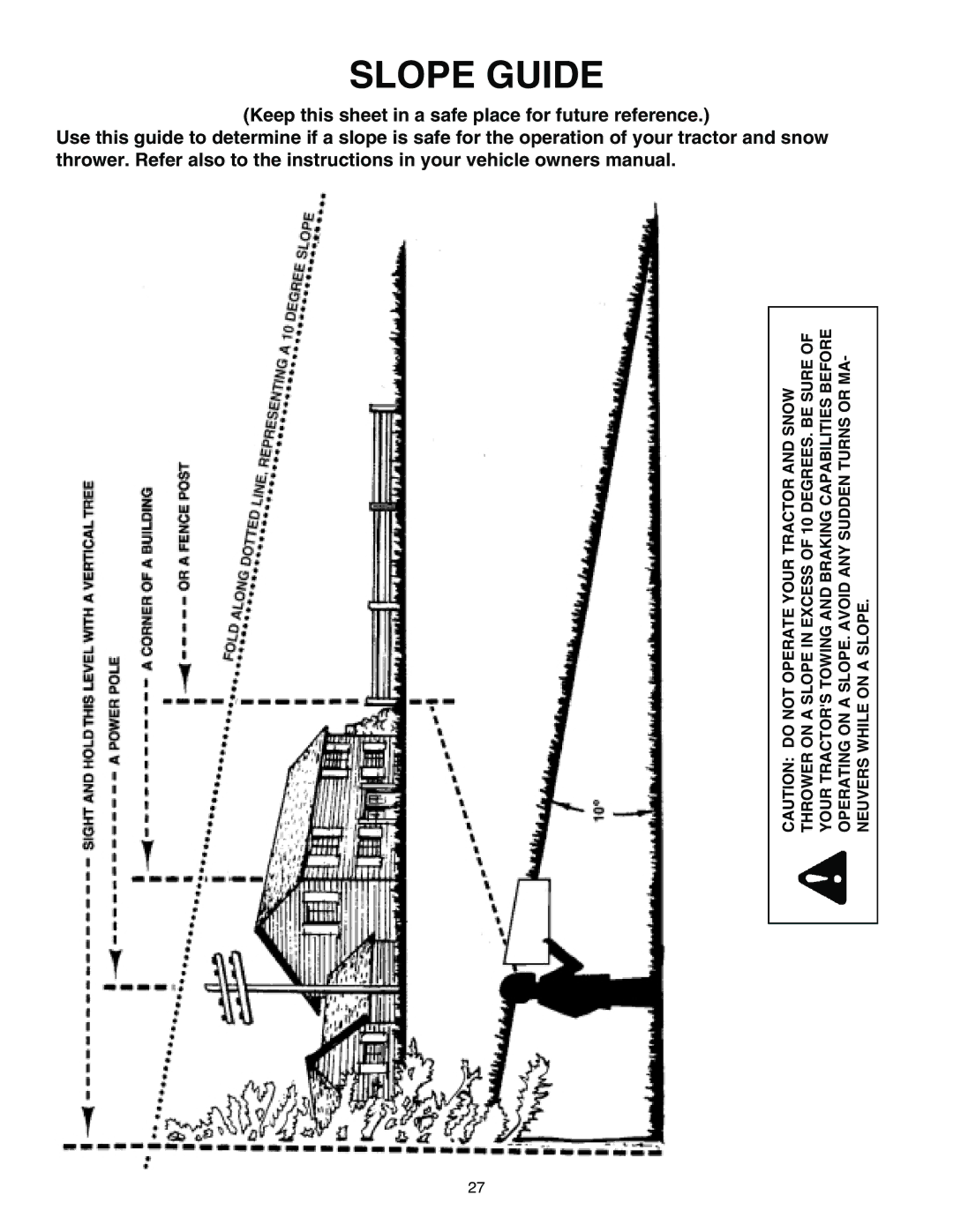 Sears 486.248392 owner manual Slope Guide, Neuvers While on a Slope 