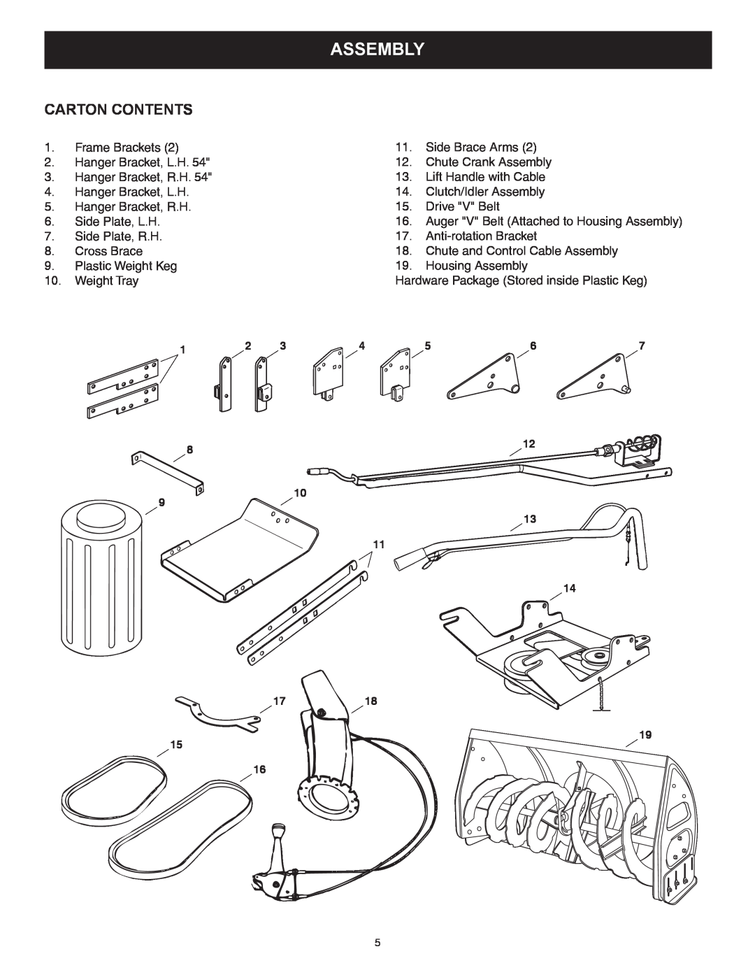 Sears 486.248463 owner manual Assembly, Carton Contents 