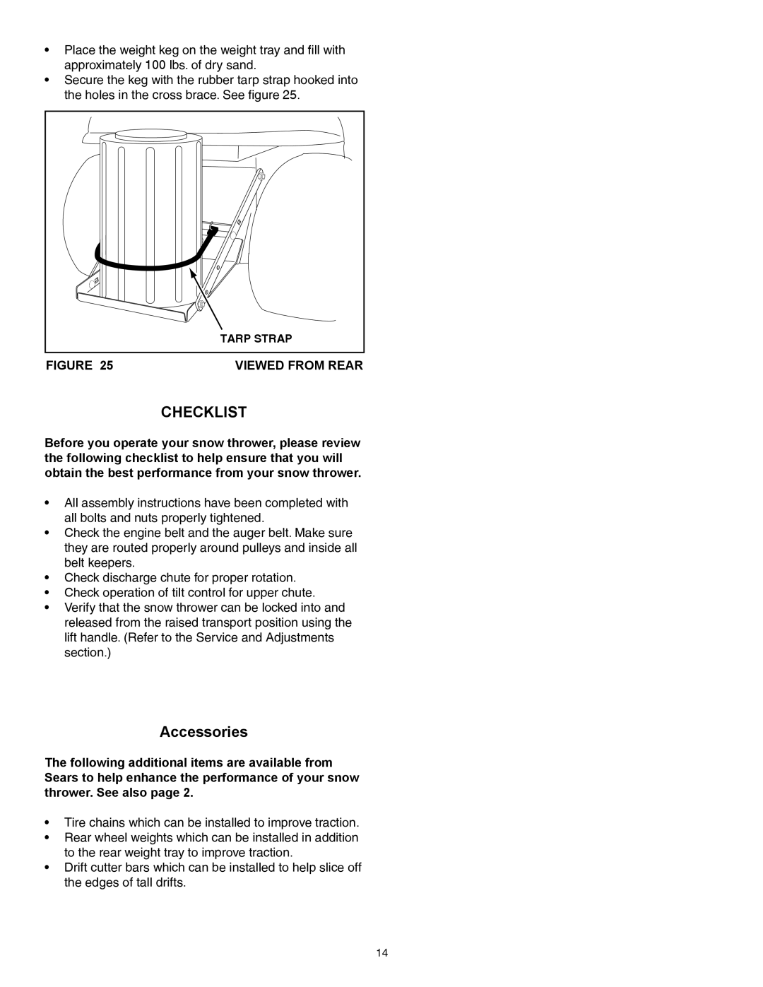 Sears 486.248463 owner manual Checklist, Accessories 