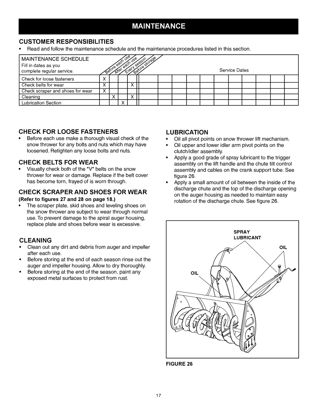 Sears 486.248463 owner manual Maintenance 