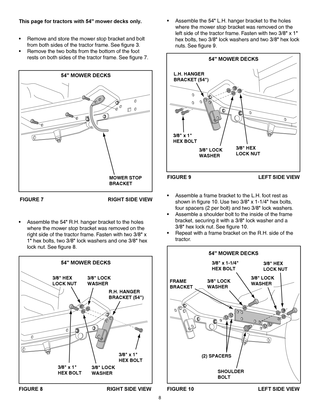 Sears 486.248463 owner manual This page for tractors with 54 mower decks only, Mower Decks 