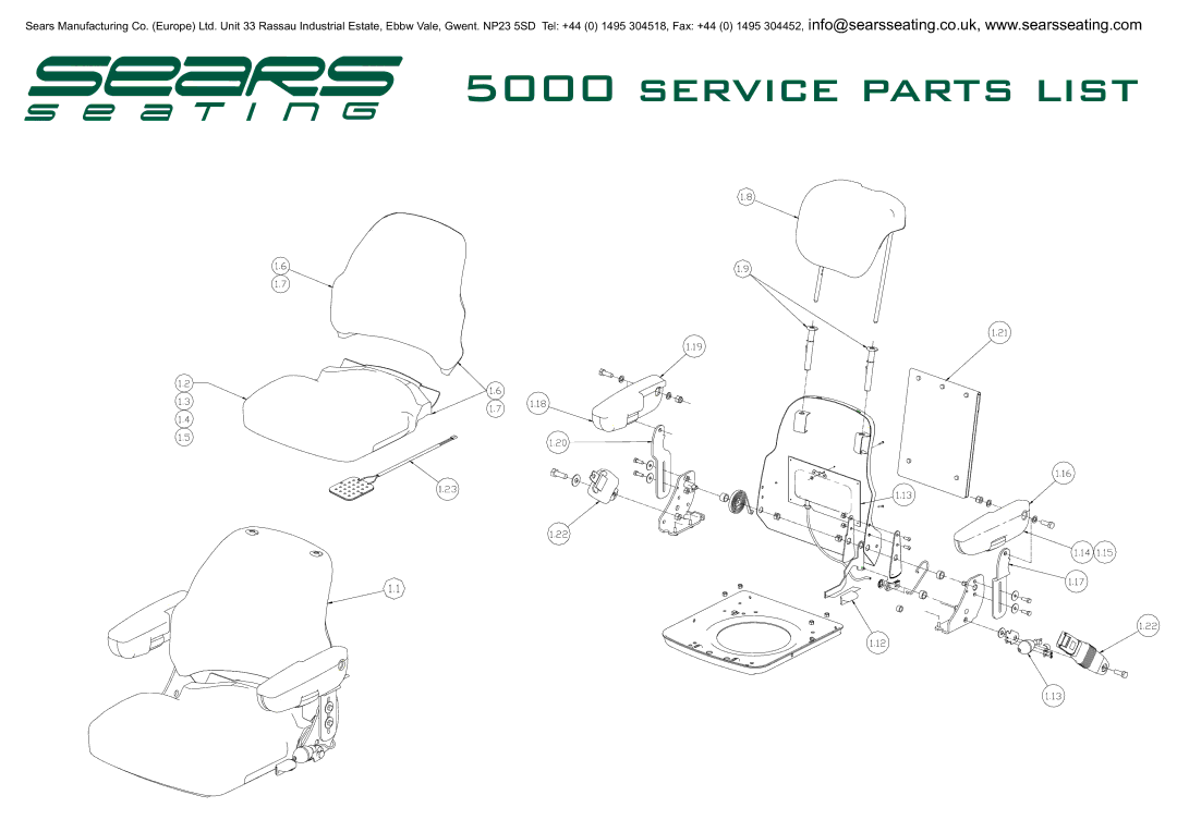 Sears 5000 manual Service parts list 