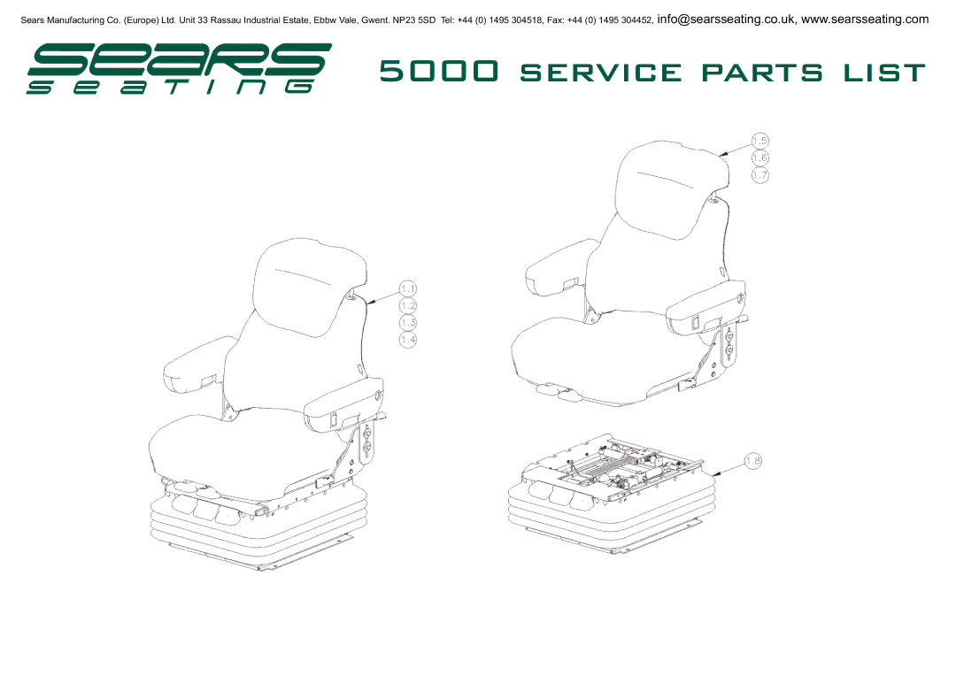 Sears 5000 manual Service parts list 