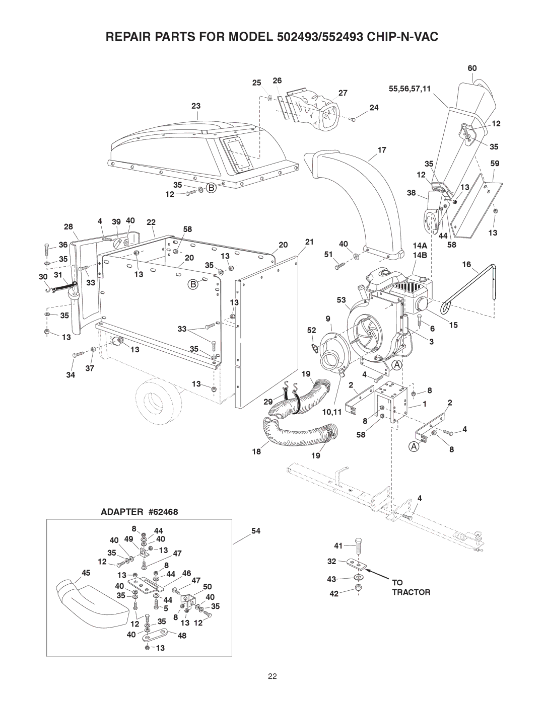 Sears manual Repair Parts for Model 502493/552493 CHIP-N-VAC 