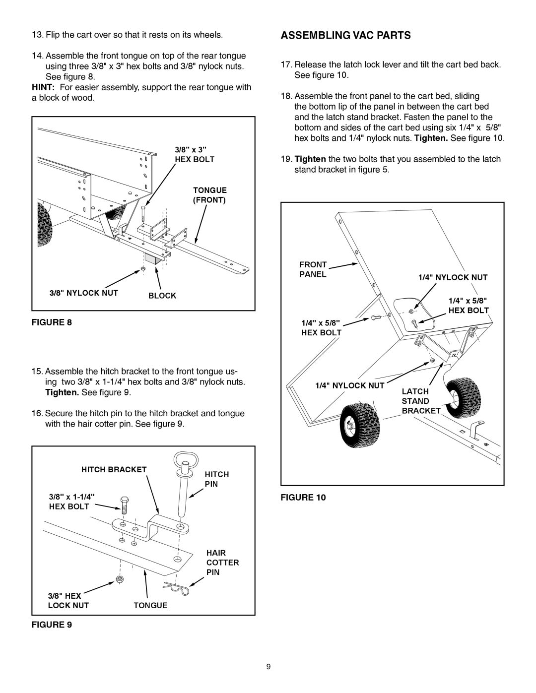 Sears 552493, 502493 manual Assembling VAC Parts 