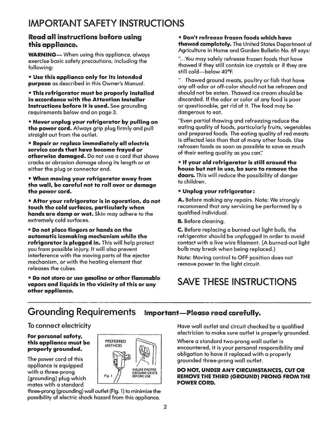 Sears 51278, 51271 manual Important Safety Instructions, Read aH ns ructlons before uslng 