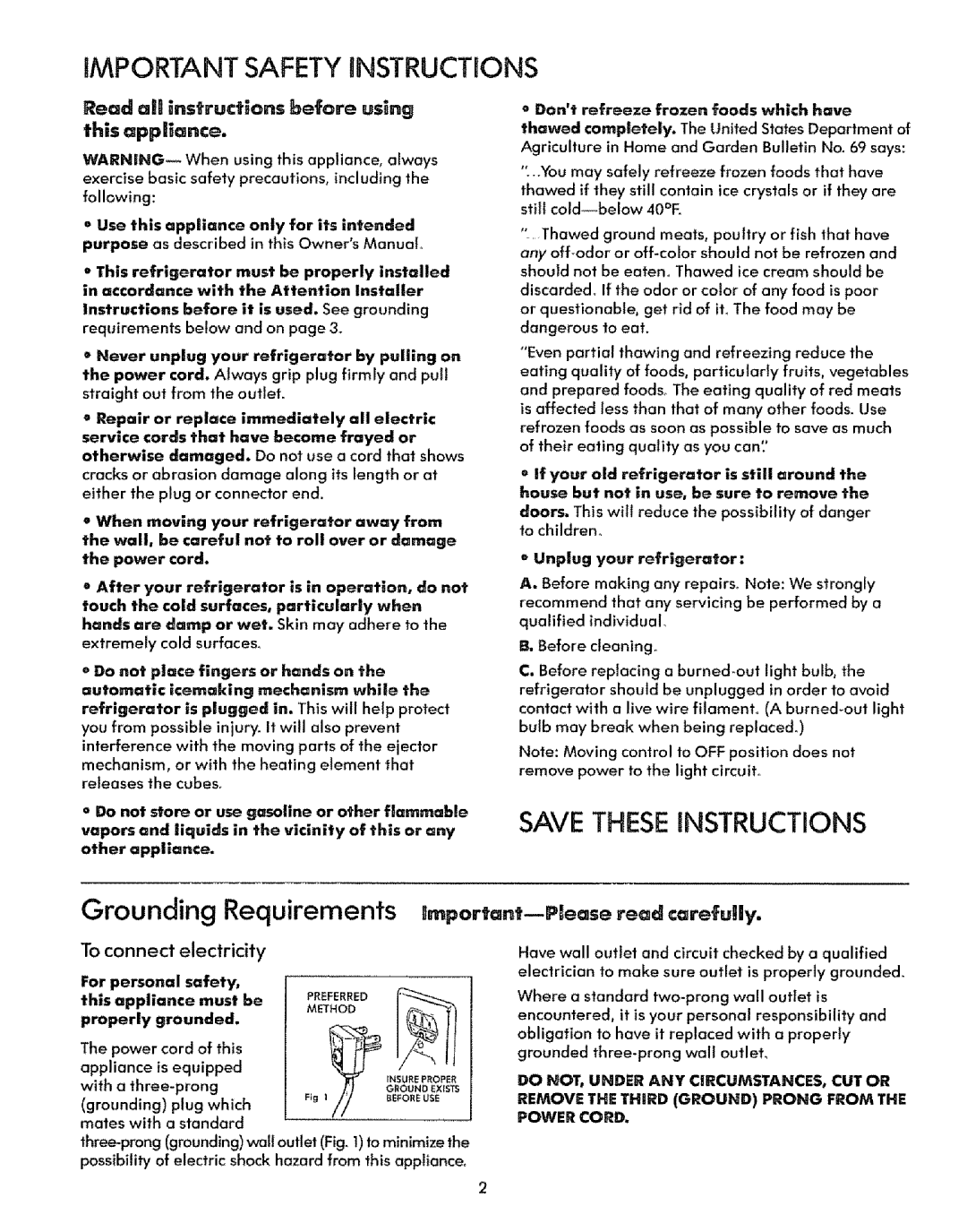 Sears 51278 manual Important Safety Instructions, Save Theseinstructions, Read aH ns ructlons before uslng, thls app fiance 