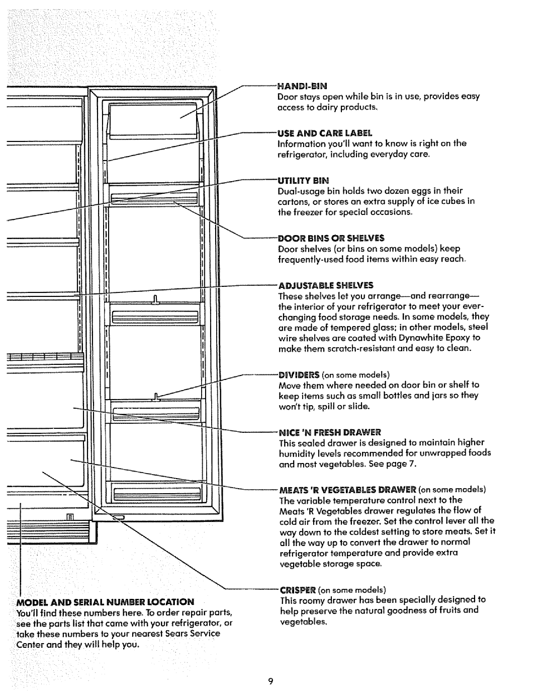 Sears 51271, 51278 manual Handi-Bin, Use And Cars Label 