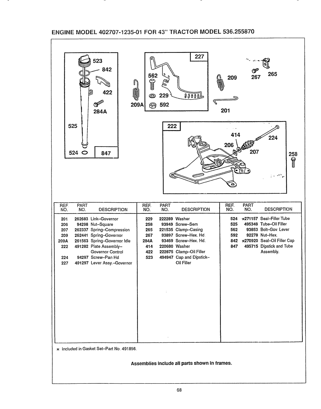 Sears 536.25587 owner manual 209A, 284A, 524 C>, Assemblies Include all parts shown In frames 