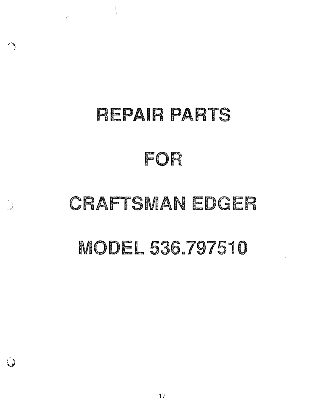 Sears 536.79751 owner manual Epa! Pa, ODEL 536=797510, C Aftsman Edger 