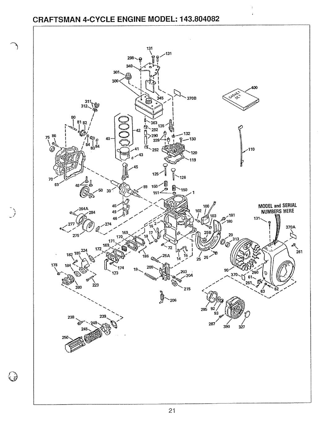 Sears 536.79751 owner manual CRAFTSMAN 4-CYCLE ENGINE MODEL 