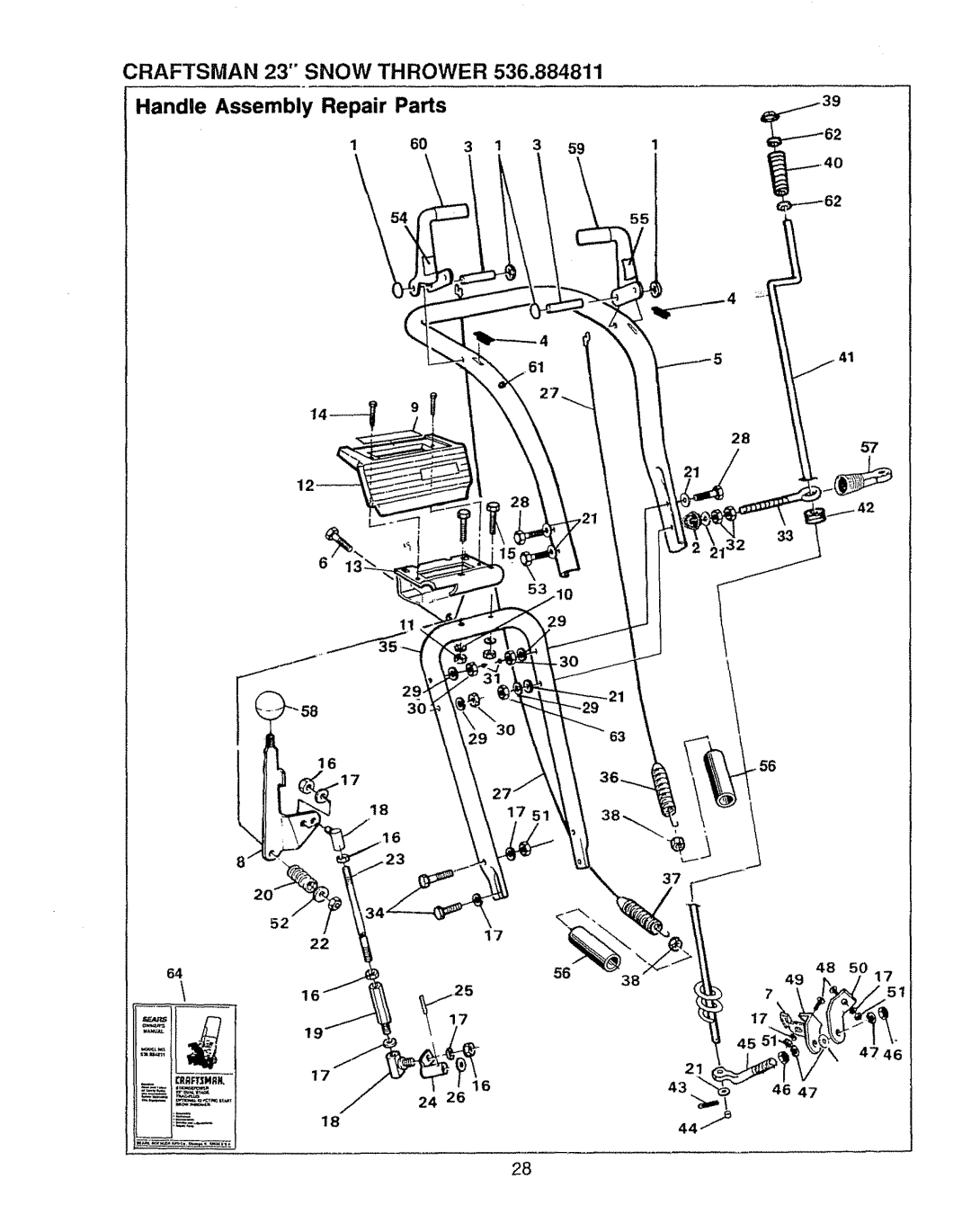 Sears 536.884811 owner manual Craftsman 23 Snow Thrower 