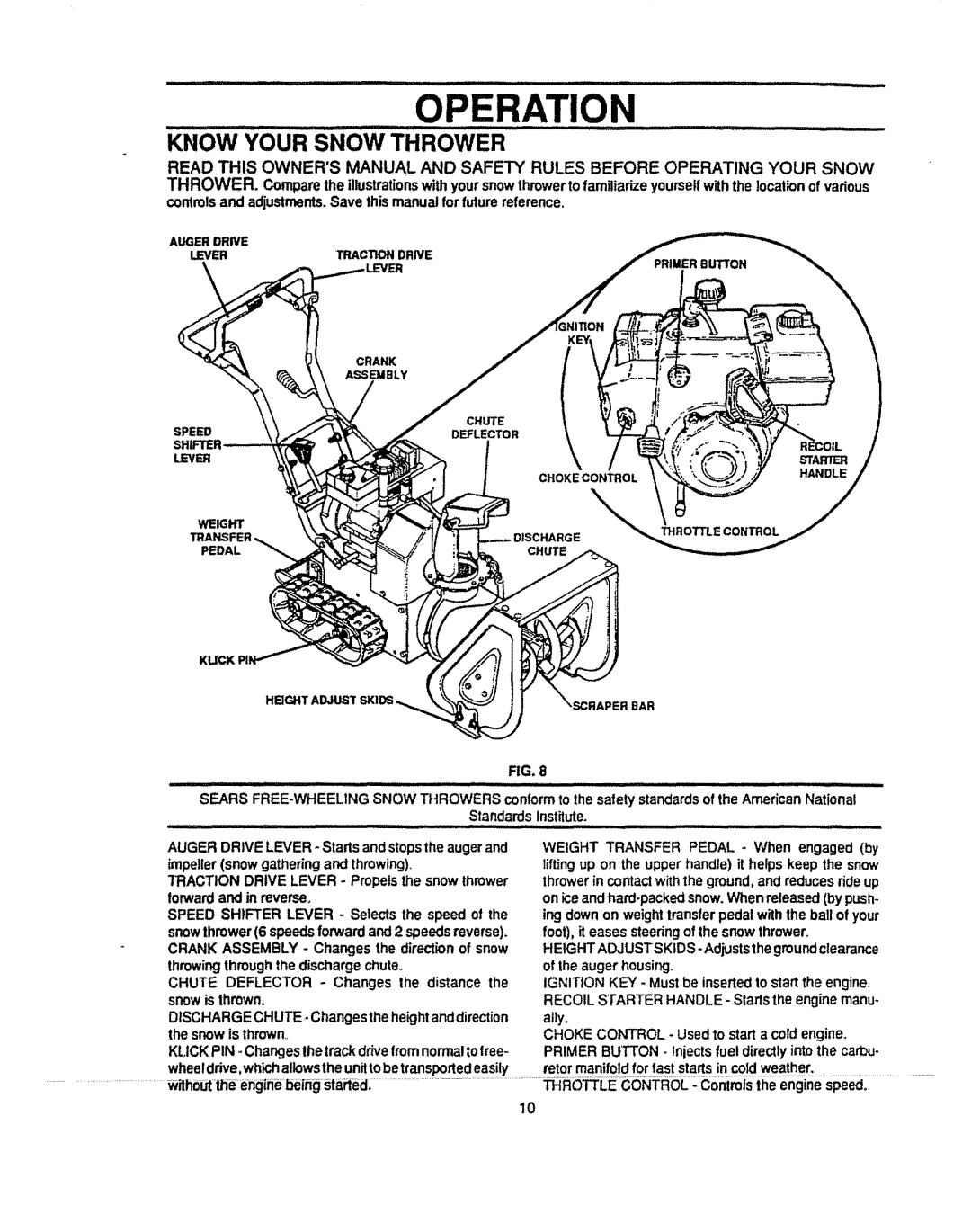 Sears 536.884821 manual KNOwYOUR SNow, Thrower, Opera: Ion 