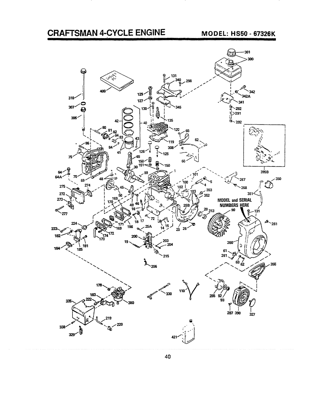 Sears 536.884821 manual Craftsman 4-CYCLE Engine 