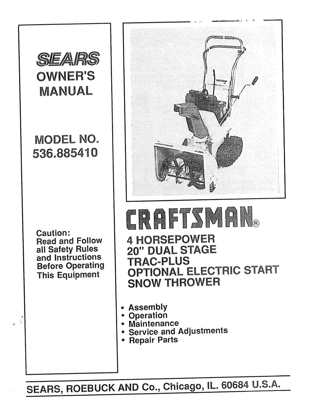 Sears 143.804062 manual 536.885410 