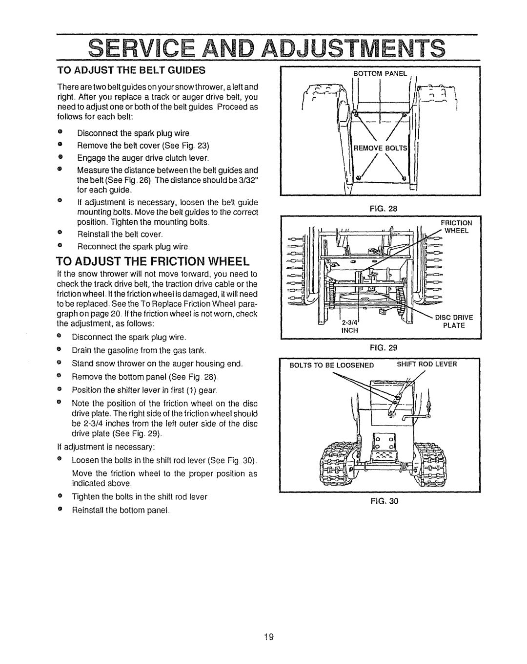 Sears 143.804062, 536.885410 manual Serv Cean Adjustme TS, To Adjust the Friction Wheel 