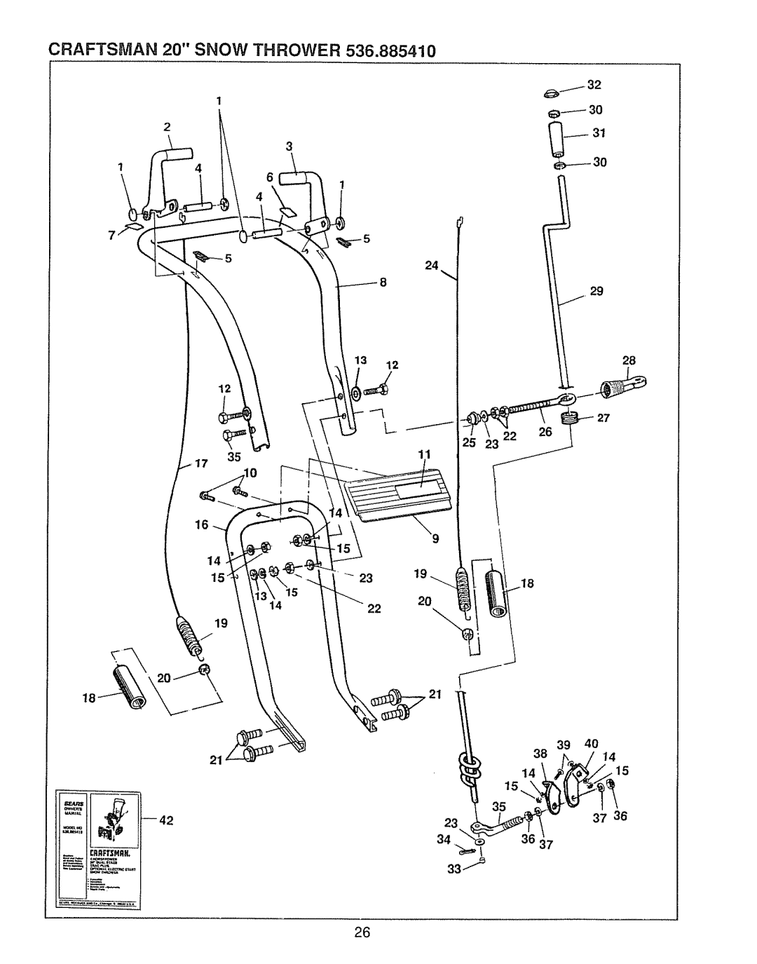 Sears 536.885410, 143.804062 manual Craftsman 20 Snow Thrower 