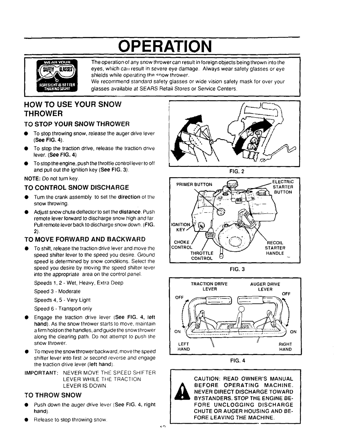 Sears 536.886331 owner manual How To Use Your Snow, To Stop Your Snow Thrower, Operation 