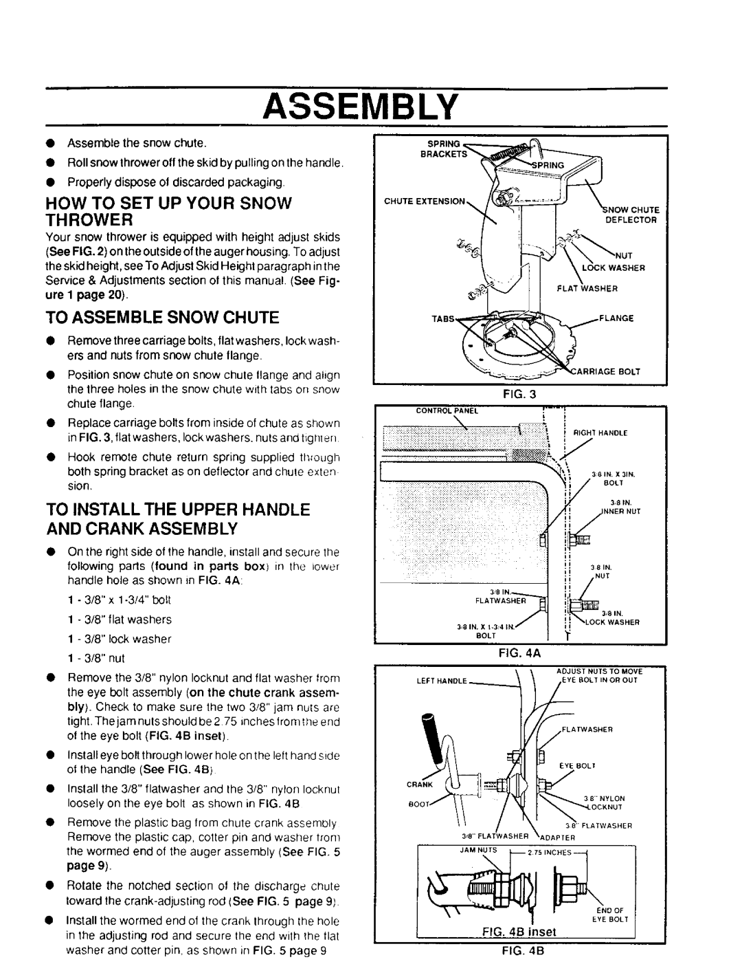 Sears 536.886331 How To Set Up Your Snow Thrower, To Assemble Snow Chute, To Install The Upper Handle And Crank Assembly 