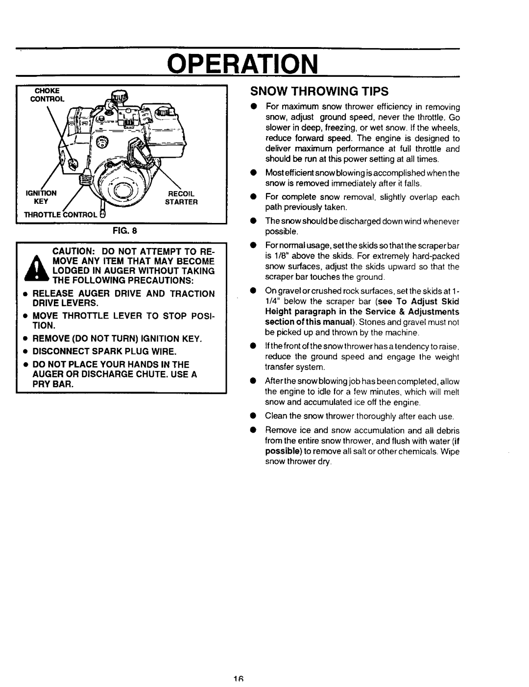 Sears 536.886331 owner manual Snow Throwing Tips 