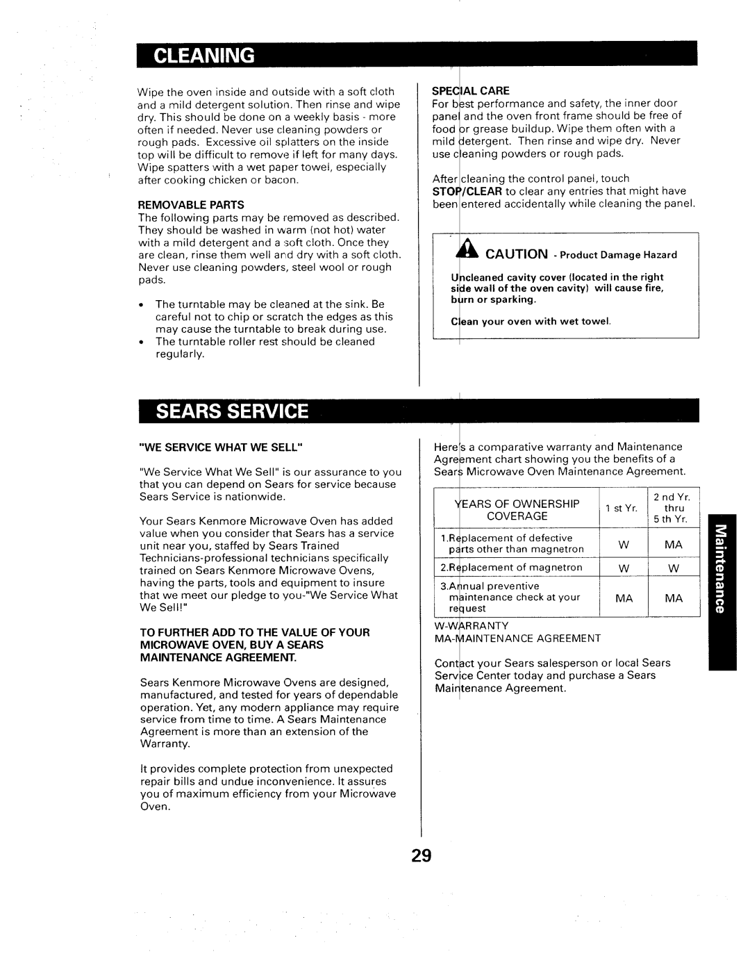 Sears 565. 66480 owner manual Removable Parts, WE Service What WE Sell, Spec IAL Care 