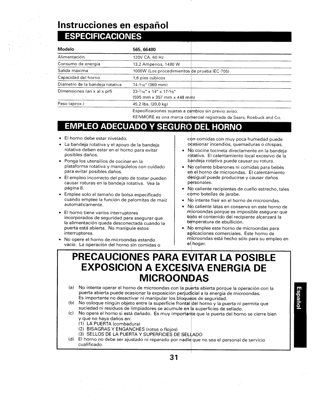 Sears 565. 66480 owner manual Ado, Que no sea el personal de servicio, Modelo 565 