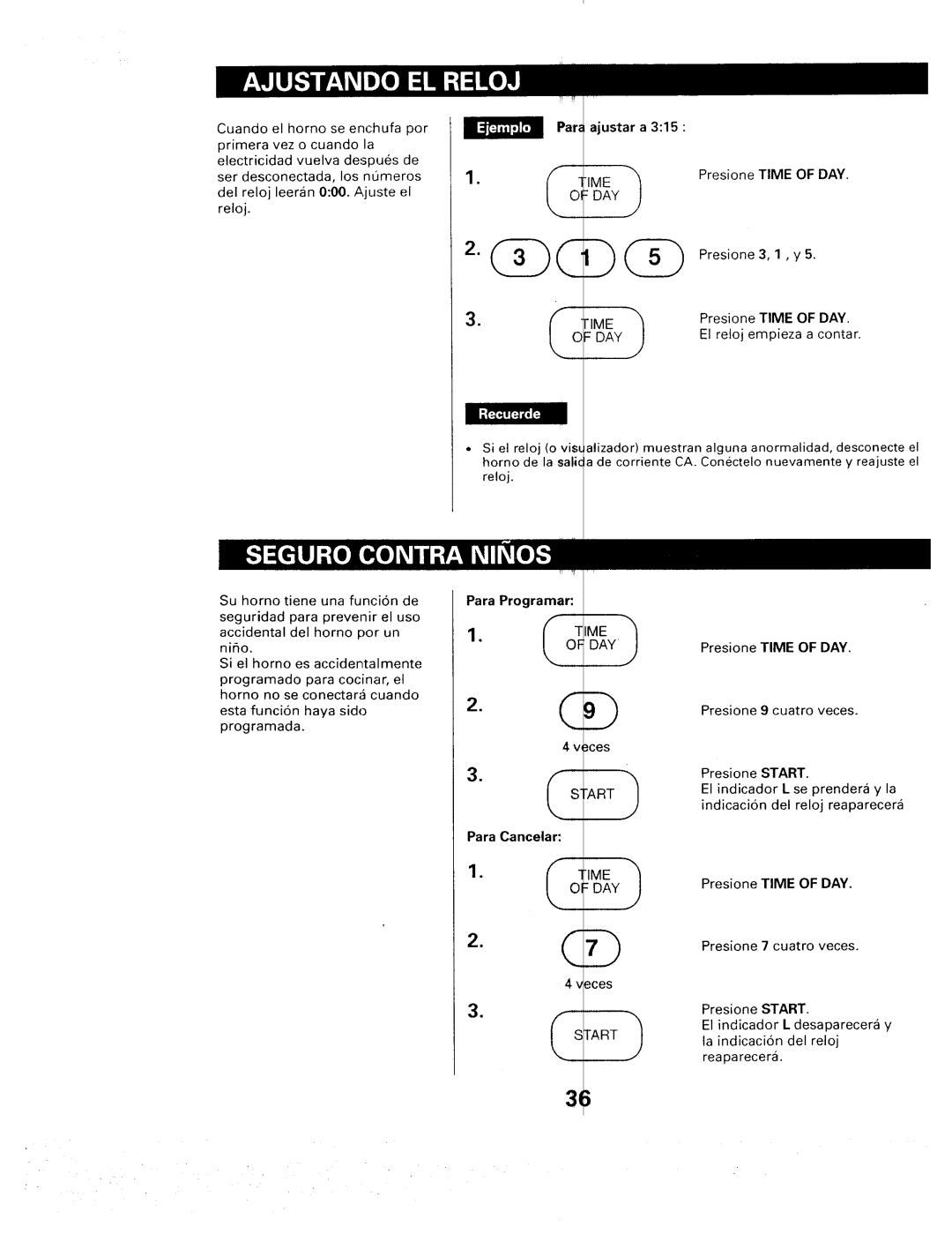 Sears 565. 66480 owner manual Para ajustar a, Day, Para Programar, Presione Time of DAY 