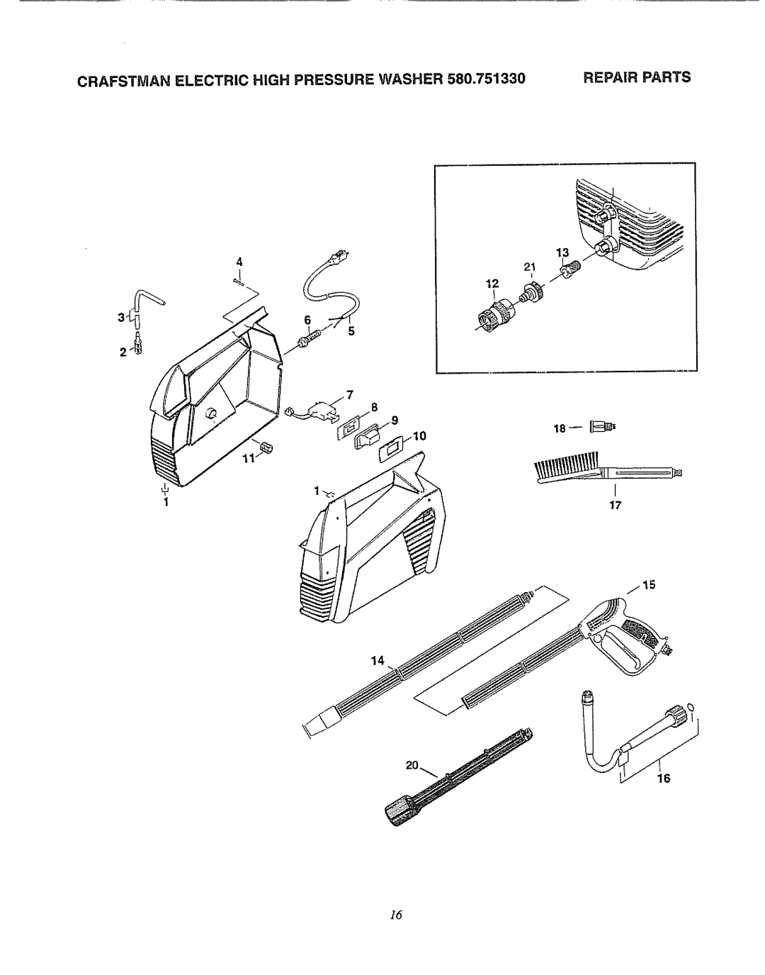 Sears 580.75133 owner manual Crafstivian Electric High Pressure Washer Repair Parts 