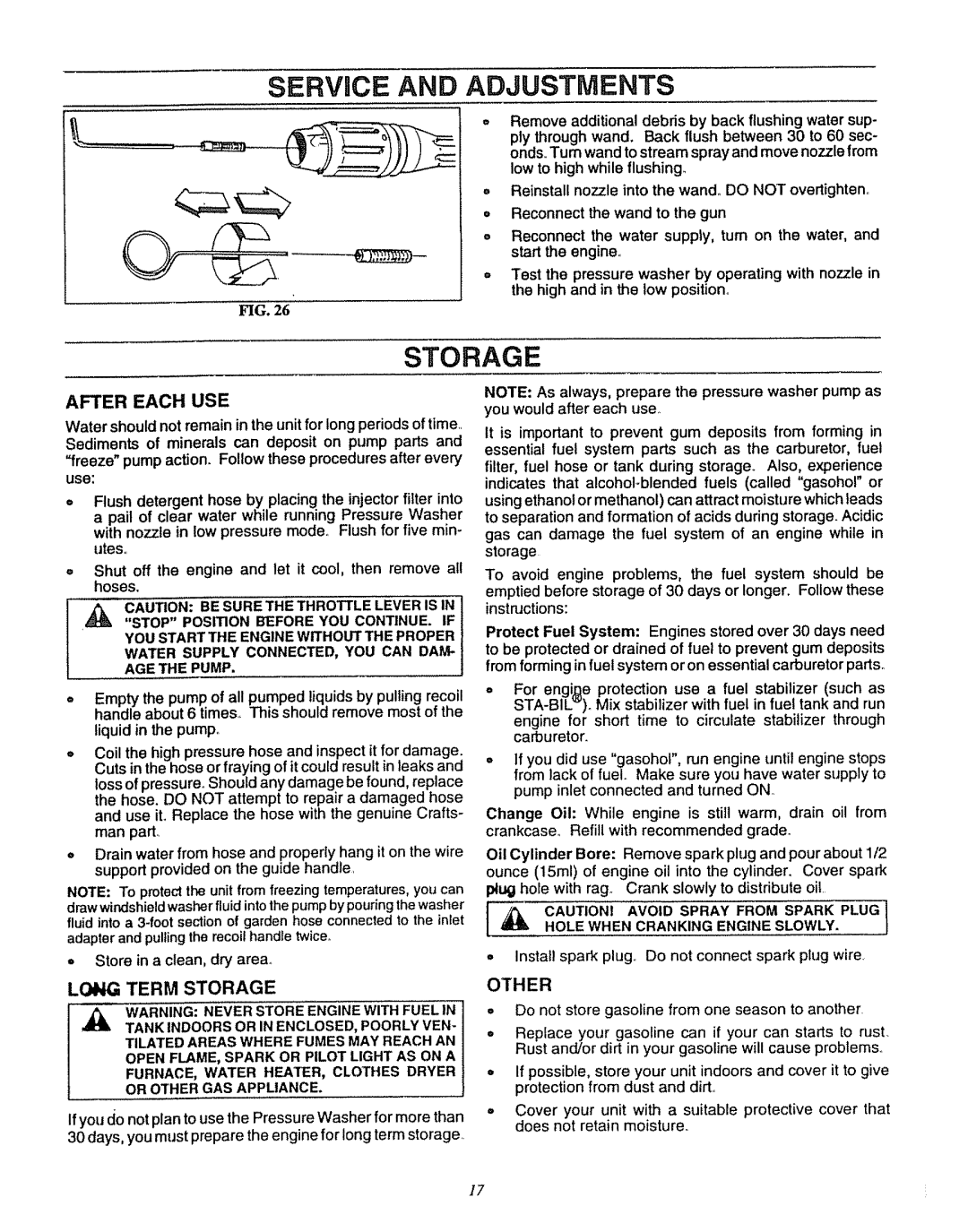 Sears 580.7515 manual After Each USE, Long Term Storage 