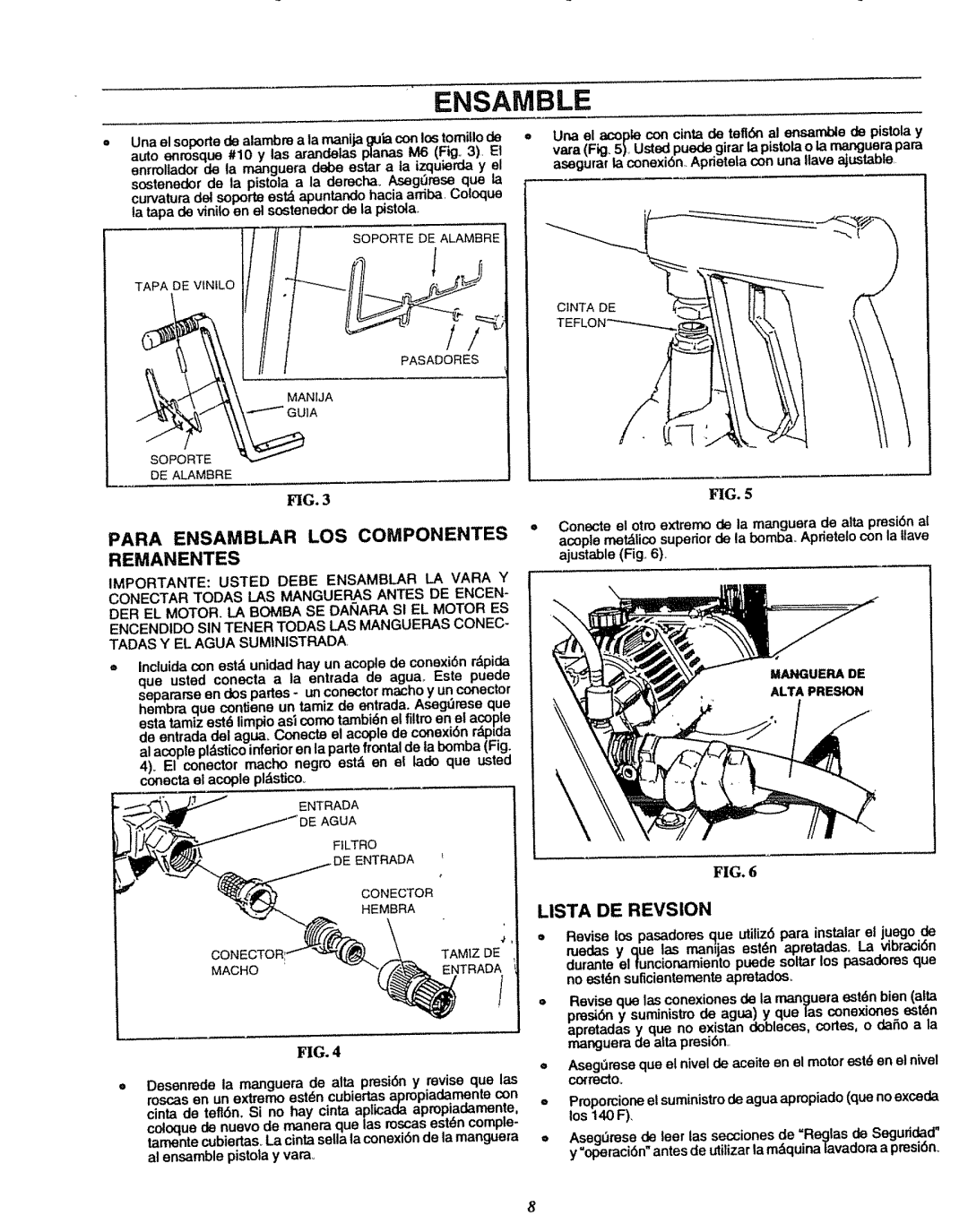 Sears 580.7515 manual Para Ensamblar LOS Componentes Remanentes, Lista DE Revsion 