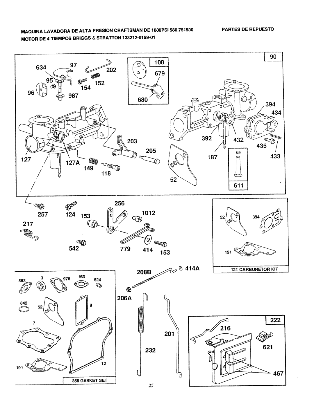 Sears 580.7515 manual 394 203392 205 127 187, 256 257 217, 779 414 153, 206A\ 216 201, 621 