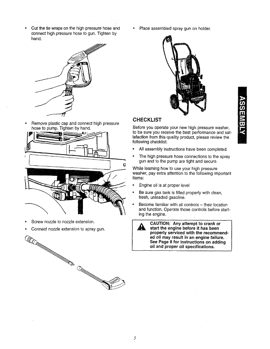 Sears 580.761652 manual Checklist 