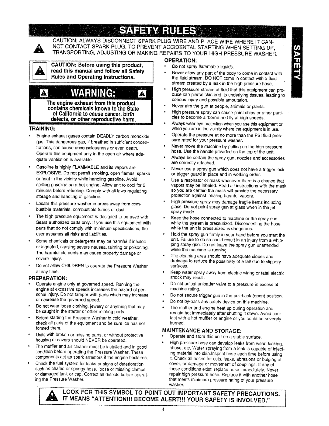 Sears 580.761652 Operation, read this manual and follow all Safety, CAUTION Before using this product, Rules and Operating 