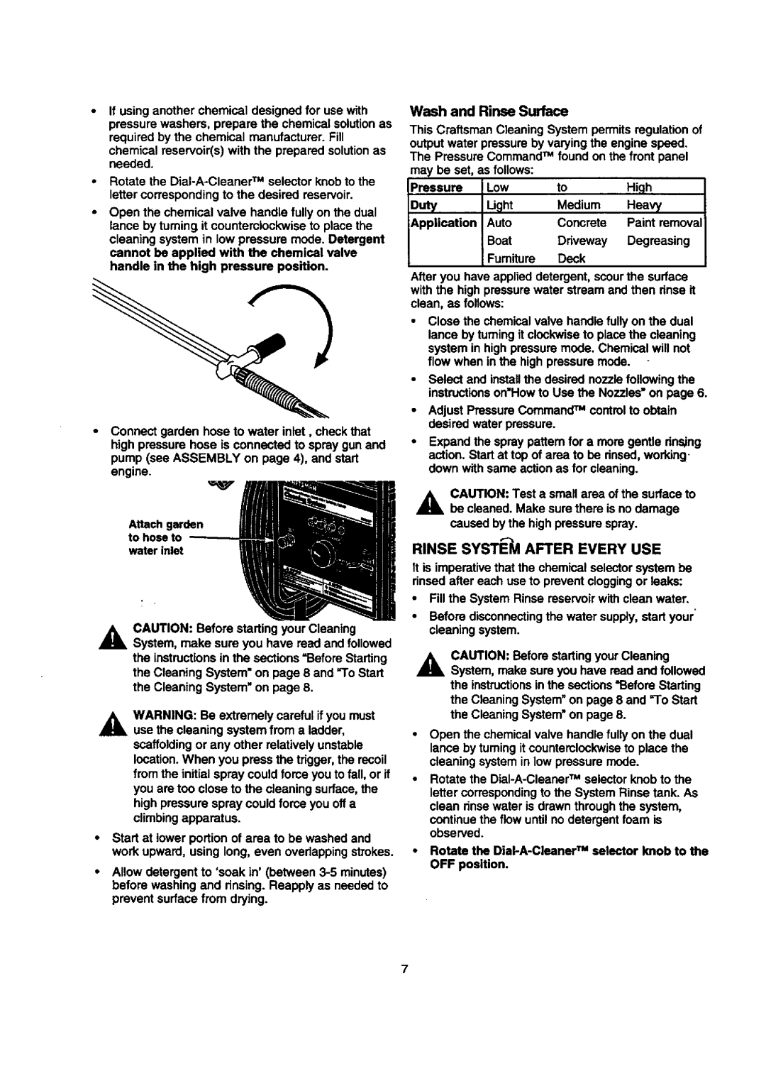Sears 580.768050 manual RotatetheDial-A-CleanerTM selector knobto the, Wash and Rinse Surface 