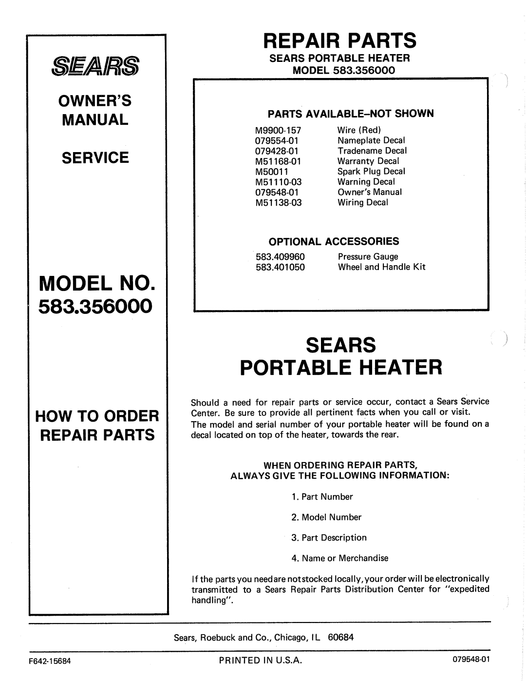 Sears 583.356 manual 