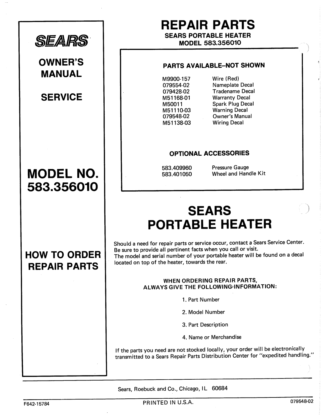 Sears 583.35601 manual 