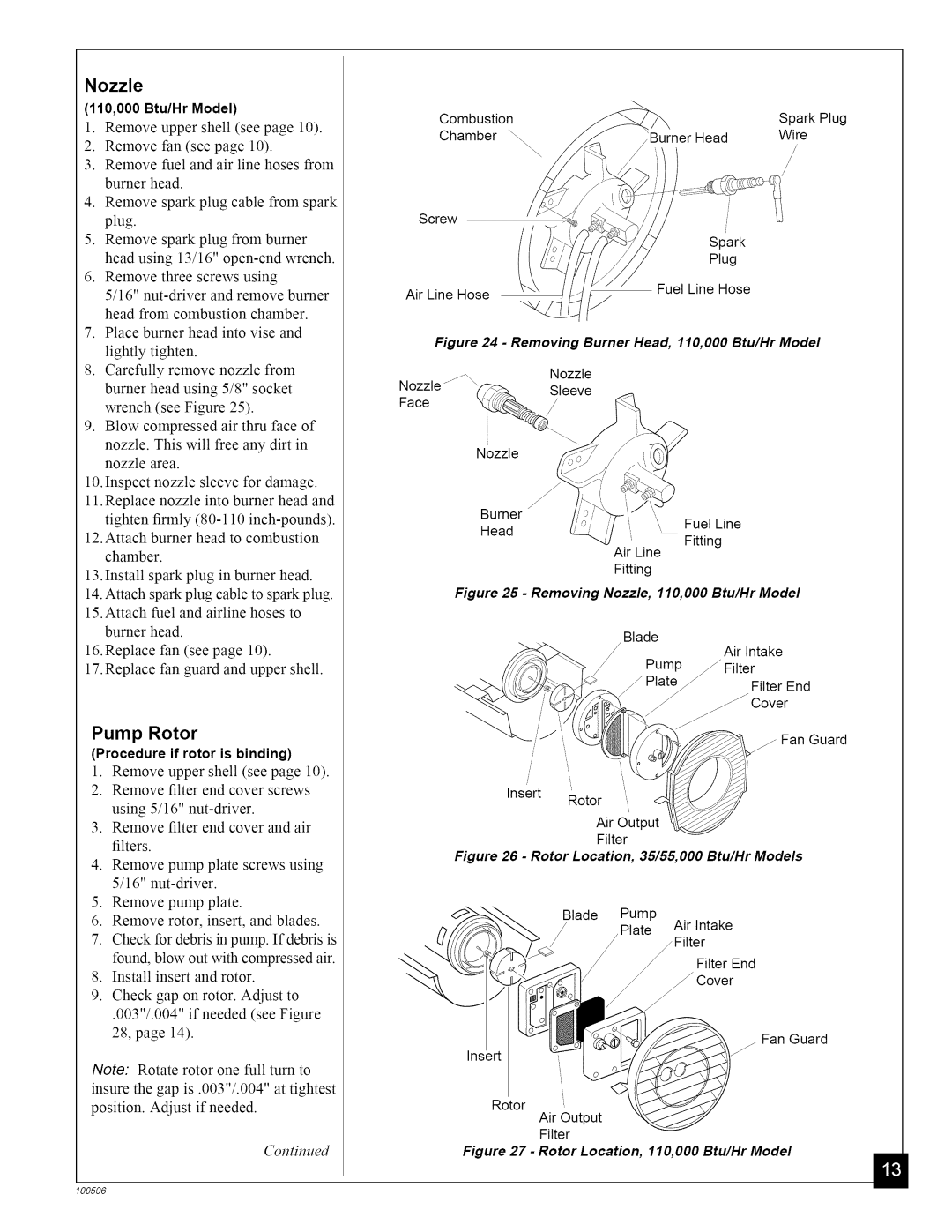 Sears 583.35682, 583.35683, 583.3565 owner manual Pump Rotor, Procedure if rotor is binding 